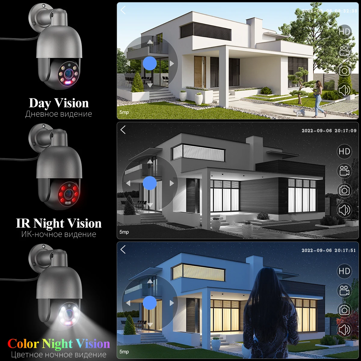 Techage 8CH 5MP Security Camera System Night Vision Human Detection POE PTZ Camera Outdoor Security Surveillance Cam Kit P2P