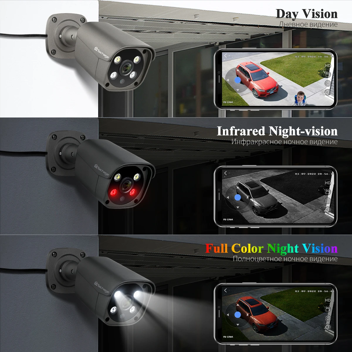 Techage 8CH 5MP Security Camera System Night Vision Human Detection POE PTZ Camera Outdoor Security Surveillance Cam Kit P2P