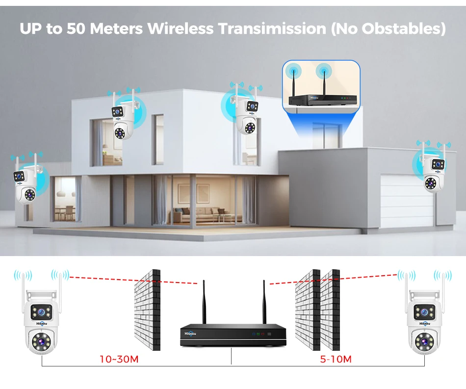 Hiseeu 6MP WiFi Dual Lens Camera Security System Kit 3K IP Cameras Security System 16CH NVR Wireless CCTV Surveillance System