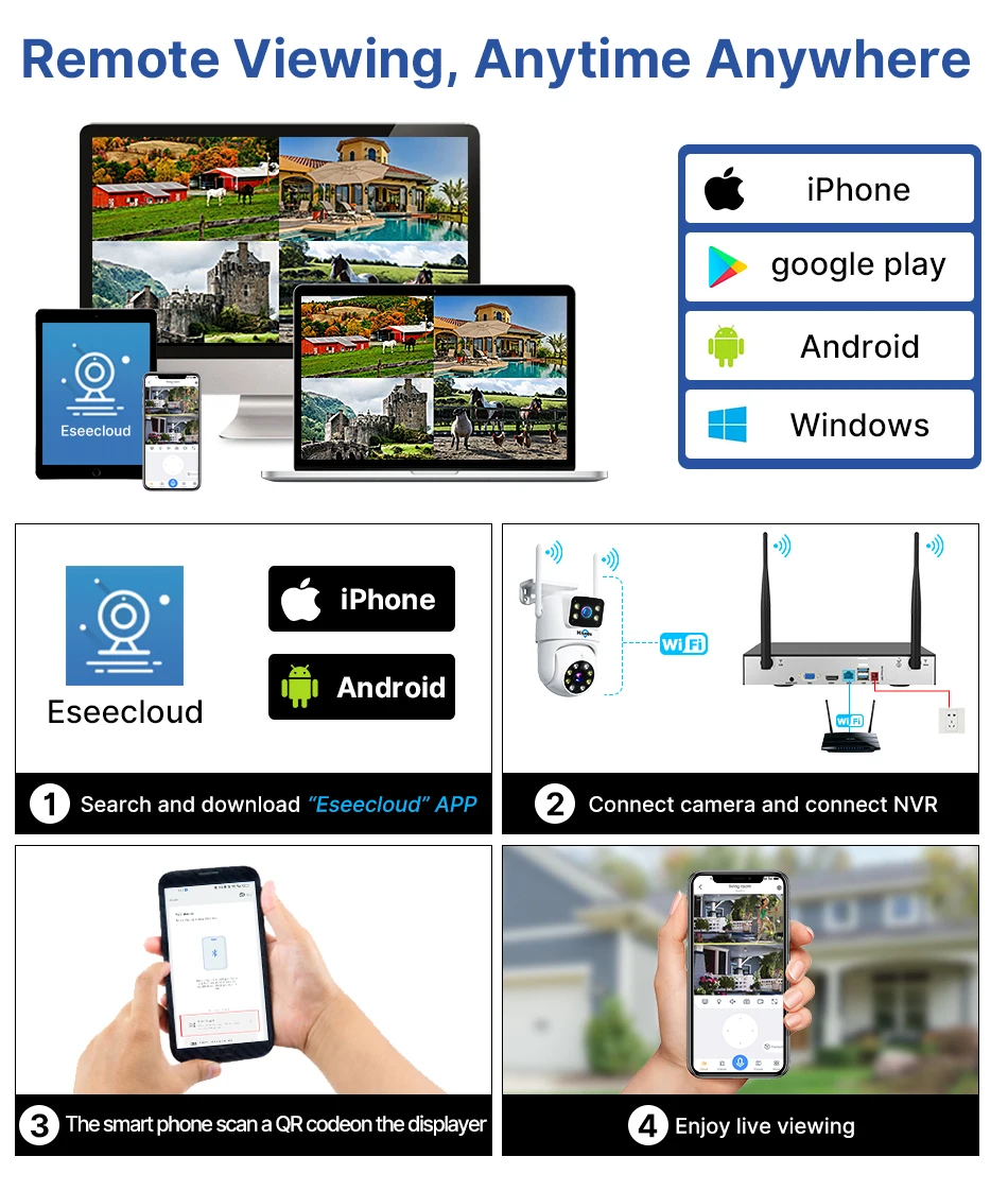 Hiseeu 6MP WiFi Dual Lens Camera Security System Kit 3K IP Cameras Security System 16CH NVR Wireless CCTV Surveillance System