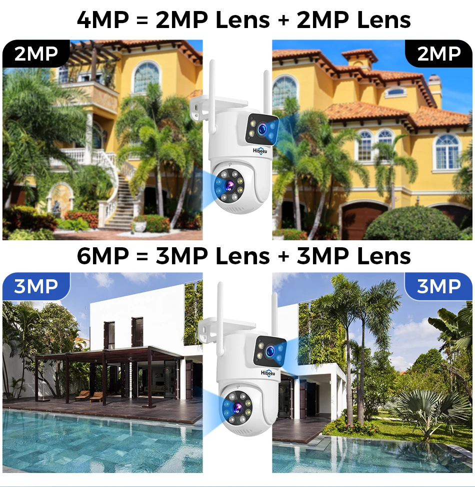 Hiseeu 6MP WiFi Dual Lens Camera Security System Kit 3K IP Cameras Security System 16CH NVR Wireless CCTV Surveillance System