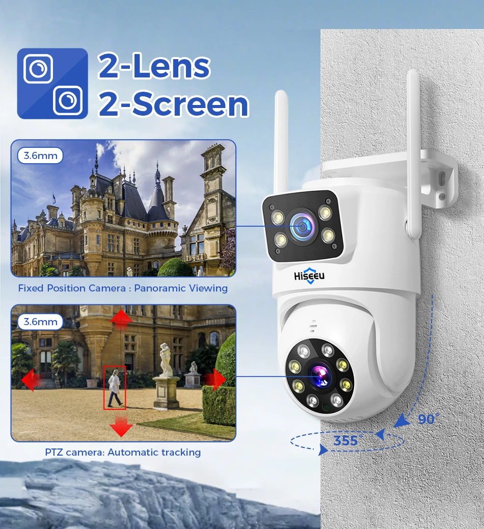 Hiseeu 6MP WiFi Dual Lens Camera Security System Kit 3K IP Cameras Security System 16CH NVR Wireless CCTV Surveillance System