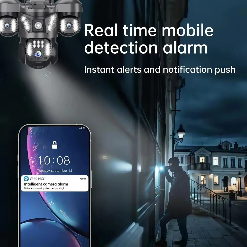 15MP 8K WIFI IP Camera Hree Screen Three Lens PTZ Cam Outdoor Waterproof Auto Tracking Smart Home Wireless CCTV Cameras V380 Pro