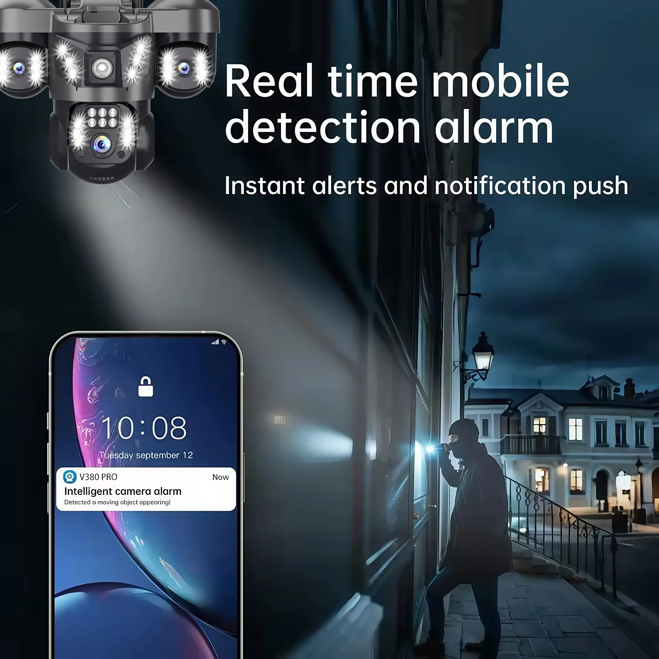 15MP 8K WIFI IP Camera Hree Screen Three Lens PTZ Cam Outdoor Waterproof Auto Tracking Smart Home Wireless CCTV Cameras V380 Pro