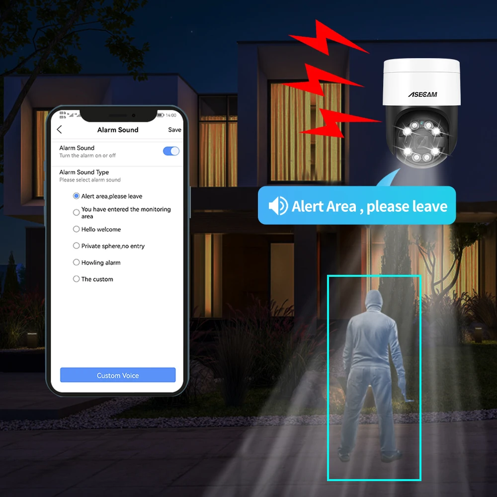 8MP 4K PTZ Security Camera System Kit Face Human Detection Audio Alarm Recording POE NVR CCTV Outdoor Home Video Surveillance