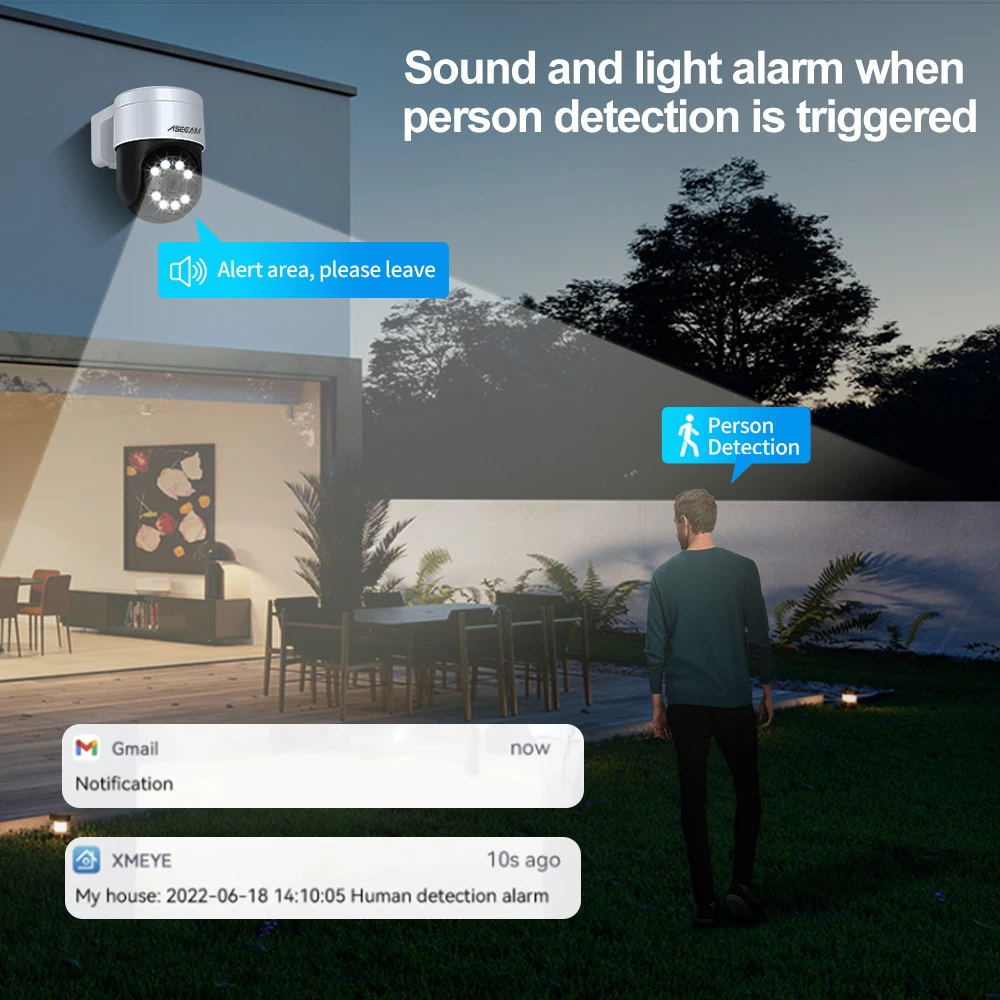 8MP 4K PTZ Security Camera System Kit Face Human Detection Audio Alarm Recording POE NVR CCTV Outdoor Home Video Surveillance