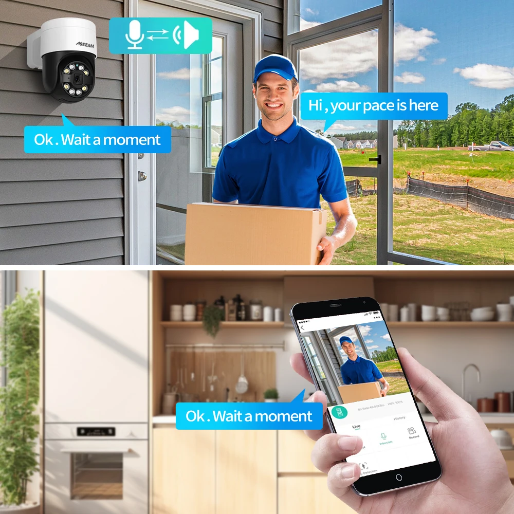 8MP 4K PTZ Security Camera System Kit Face Human Detection Audio Alarm Recording POE NVR CCTV Outdoor Home Video Surveillance