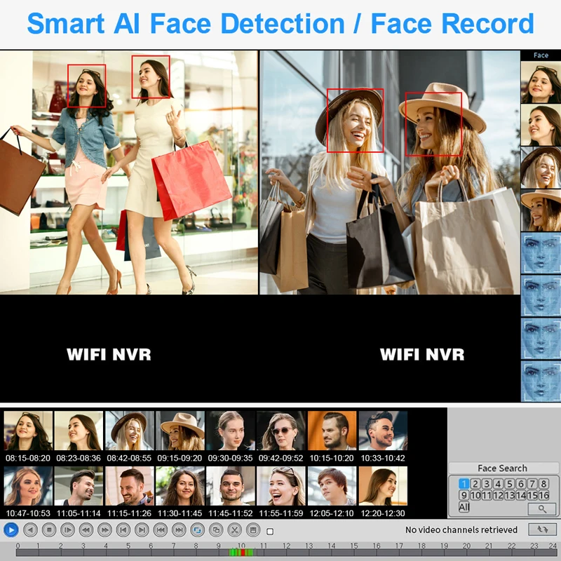 Smar 5MP/3MP Wifi Camera Kit Ai Face Detect Full Color Vision IP Camera Set 8CH NVR 10.1 LCD Wireless CCTV Surveillance System