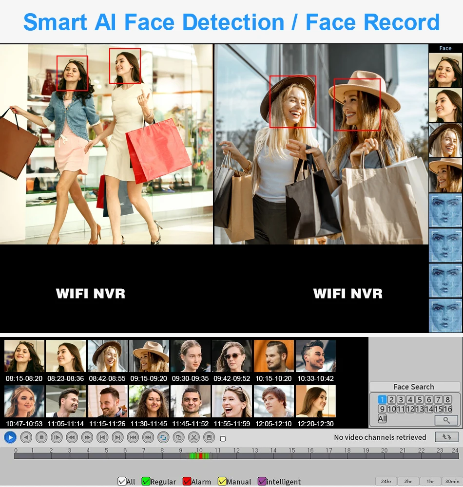 Smar 5MP/3MP Wifi Camera Kit Ai Face Detect Full Color Vision IP Camera Set 8CH NVR 10.1 LCD Wireless CCTV Surveillance System