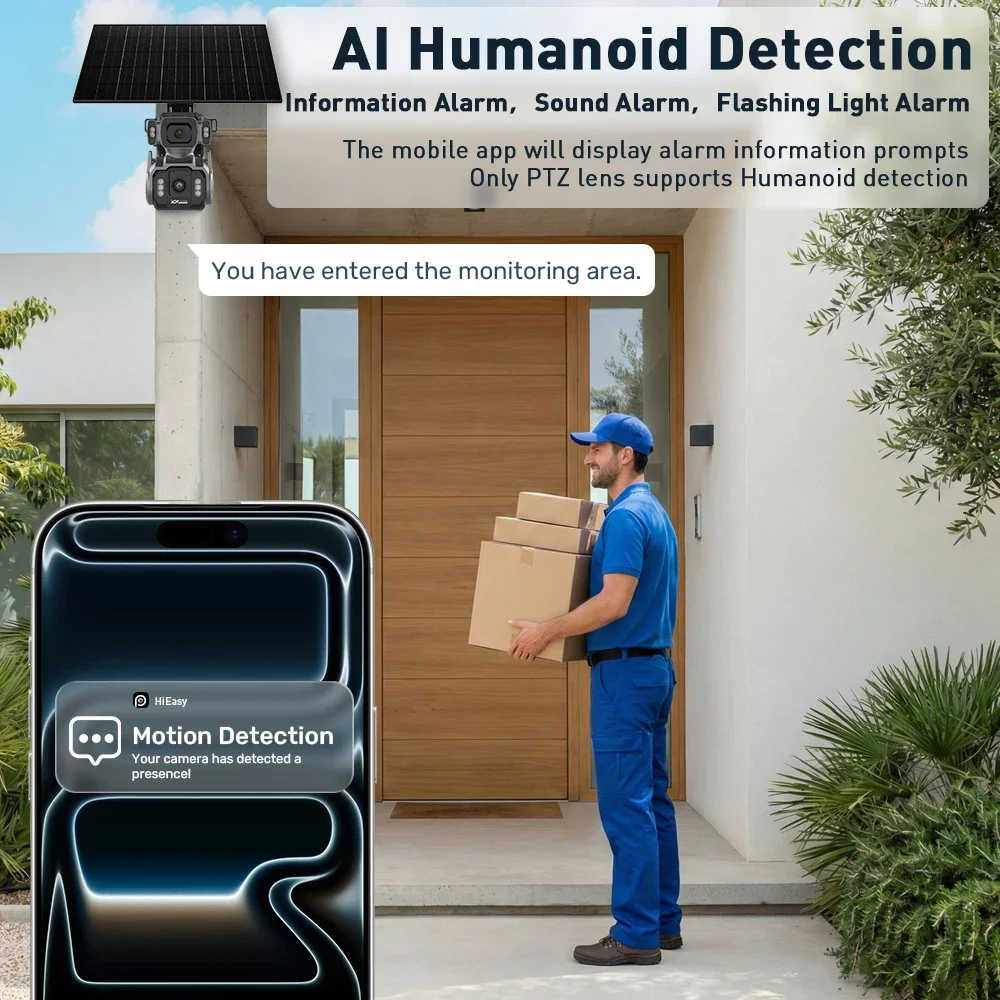 LS VISION 24/7 Video Recording 12X Optical Zoom Solar Outdoor Surveillance Camera 4G SIM Dual Screen Aov Ai Humanoid Tracking