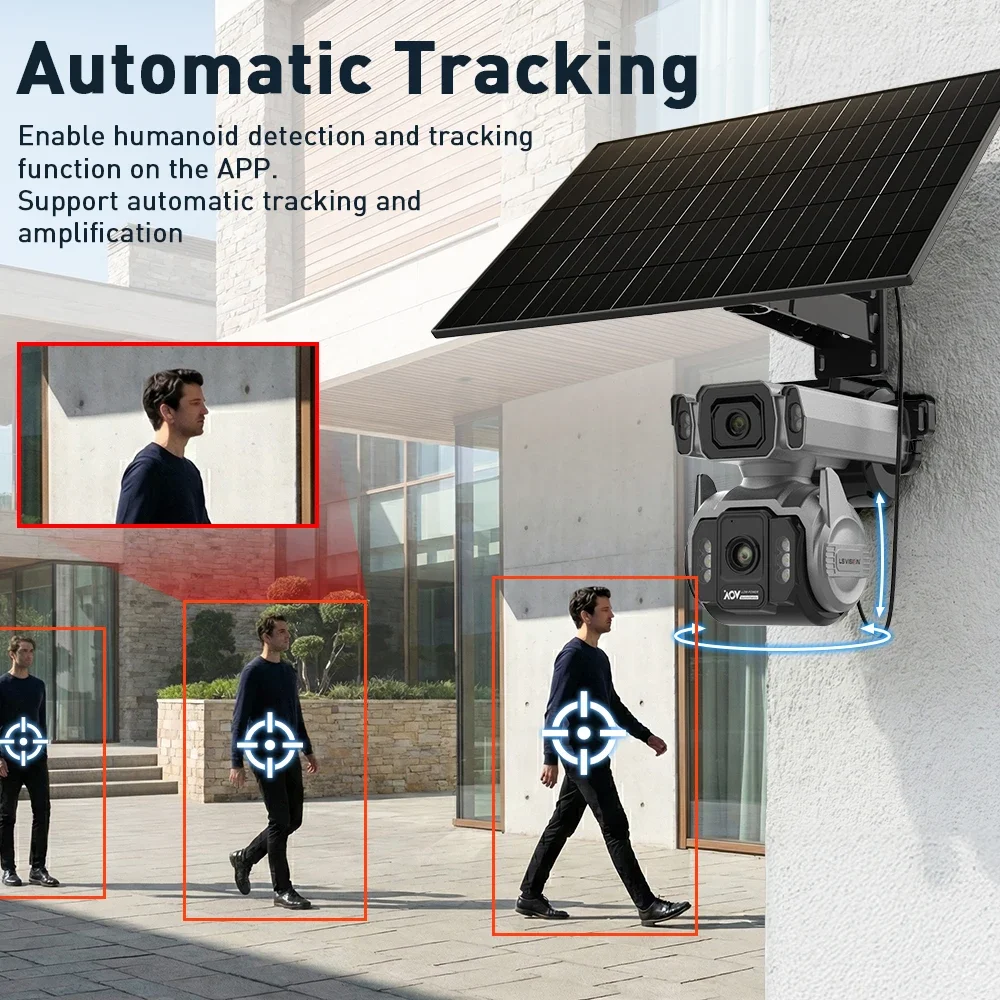 LS VISION 24/7 Video Recording 12X Optical Zoom Solar Outdoor Surveillance Camera 4G SIM Dual Screen Aov Ai Humanoid Tracking