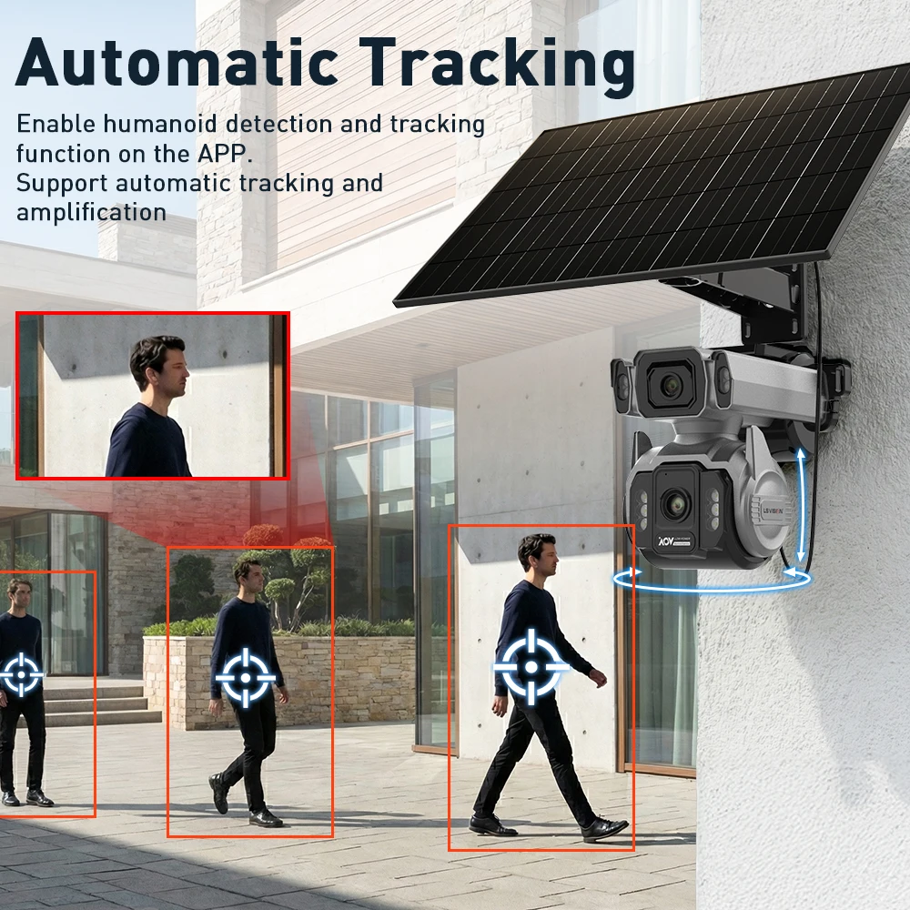 LS VISION 24/7 Video Recording 12X Optical Zoom Solar Outdoor Surveillance Camera 4G SIM Dual Screen Aov Ai Humanoid Tracking