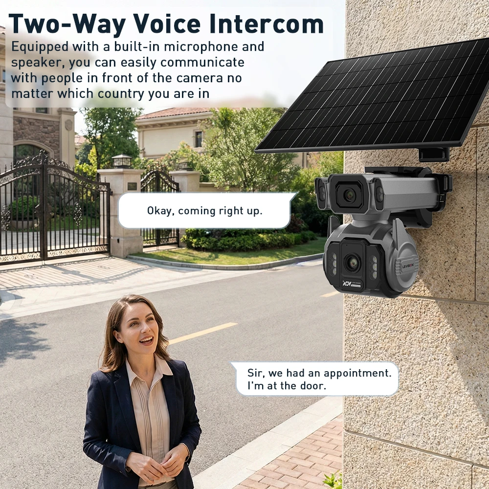 LS VISION 24/7 Video Recording 12X Optical Zoom Solar Outdoor Surveillance Camera 4G SIM Dual Screen Aov Ai Humanoid Tracking