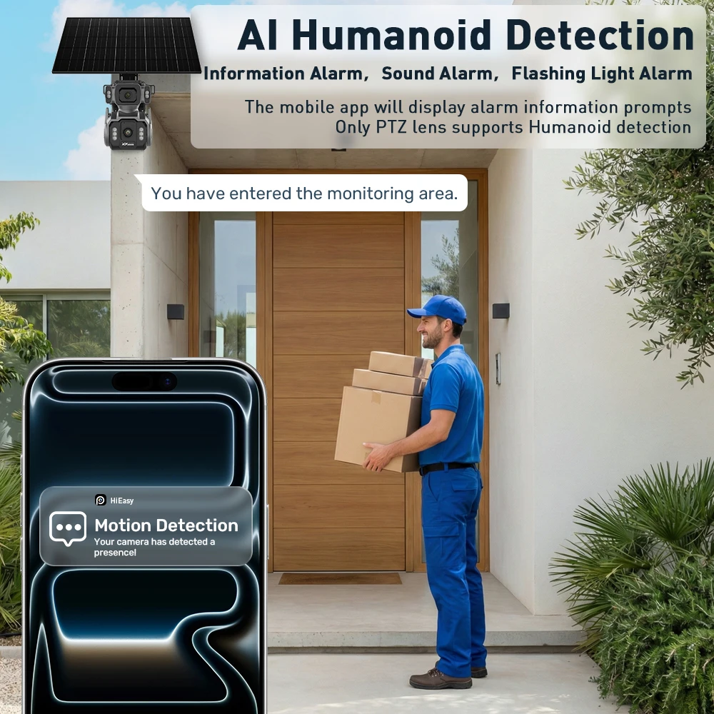 LS VISION 24/7 Video Recording 12X Optical Zoom Solar Outdoor Surveillance Camera 4G SIM Dual Screen Aov Ai Humanoid Tracking