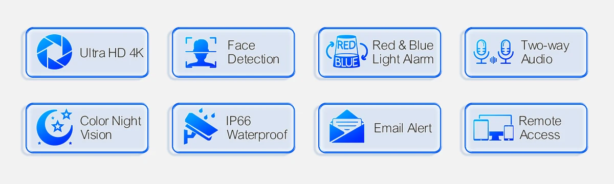 Techage 16CH 4K 8MP POE Camera Security System Dome Two-Way Audio Full Color Night Vision CCTV Video Surveillance Camera Kit