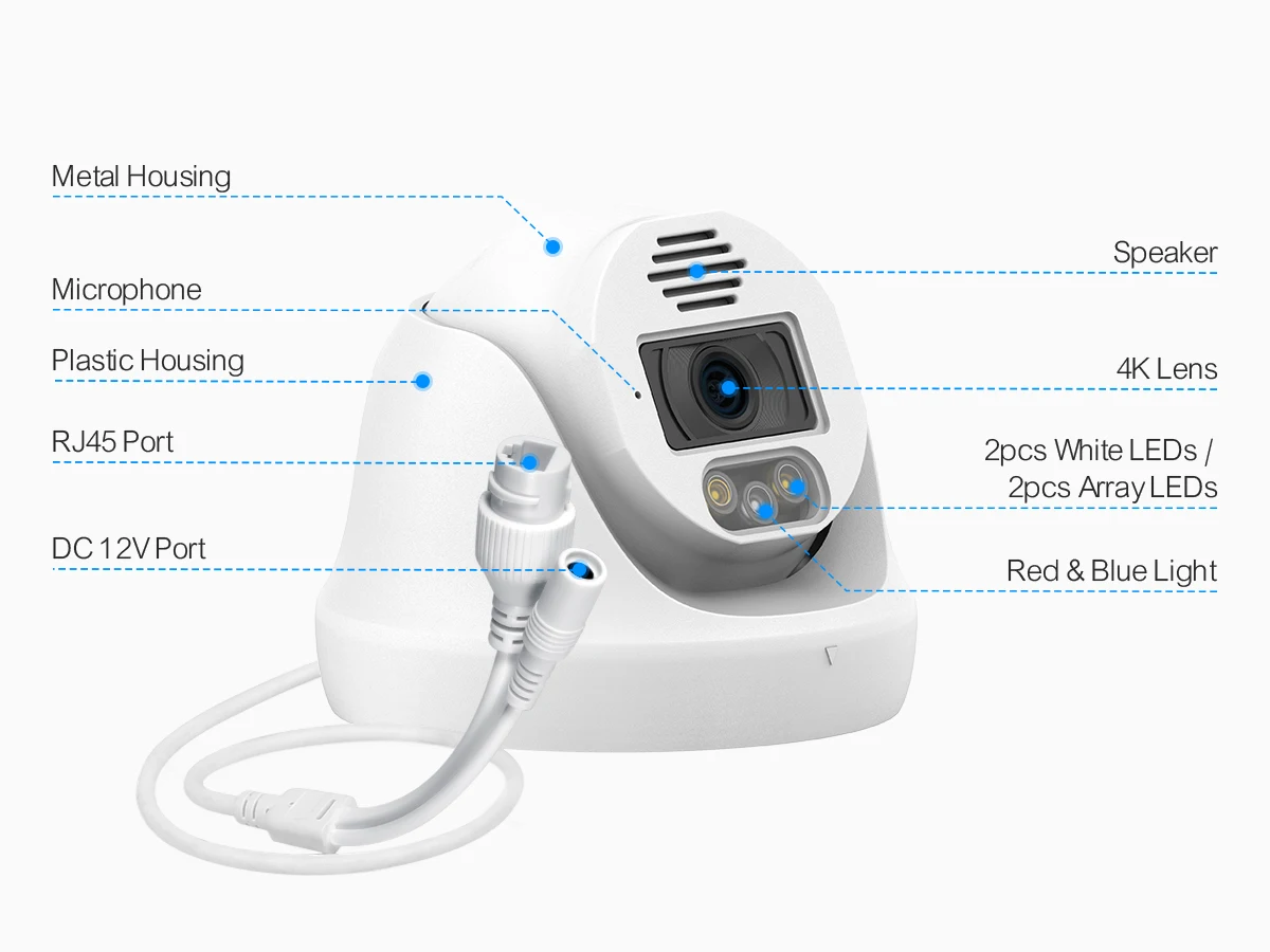 Techage 16CH 4K 8MP POE Camera Security System Dome Two-Way Audio Full Color Night Vision CCTV Video Surveillance Camera Kit