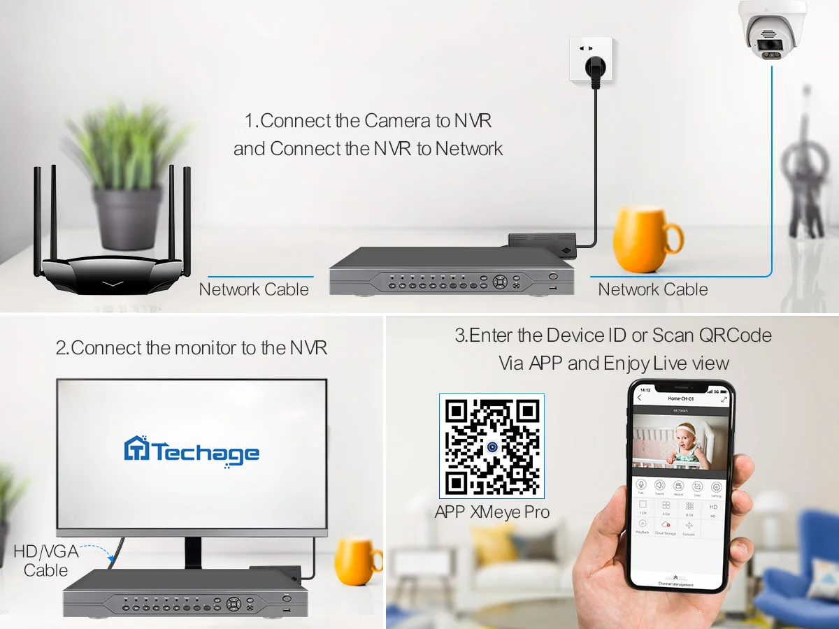 Techage 16CH 4K 8MP POE Camera Security System Dome Two-Way Audio Full Color Night Vision CCTV Video Surveillance Camera Kit