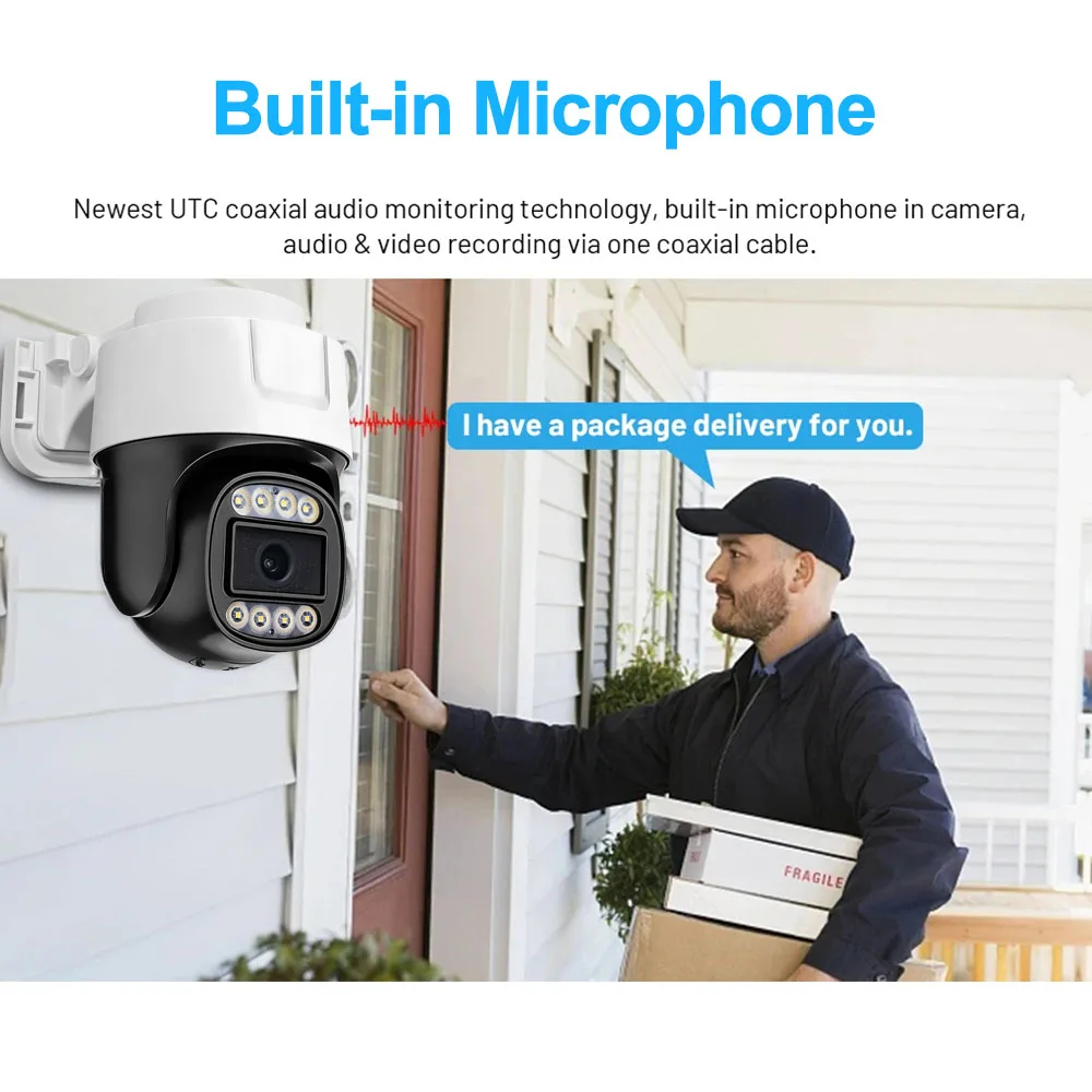 2PCS 2MP CCTV Analog Camera Full Color Night Vision UTC Coaxial BNC Audio Coax PTZ Control TVI CVI 4 in 1 AHD Security Cameras