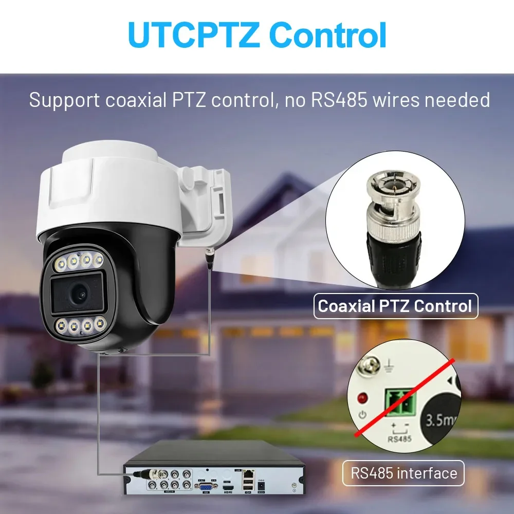 2PCS 2MP CCTV Analog Camera Full Color Night Vision UTC Coaxial BNC Audio Coax PTZ Control TVI CVI 4 in 1 AHD Security Cameras