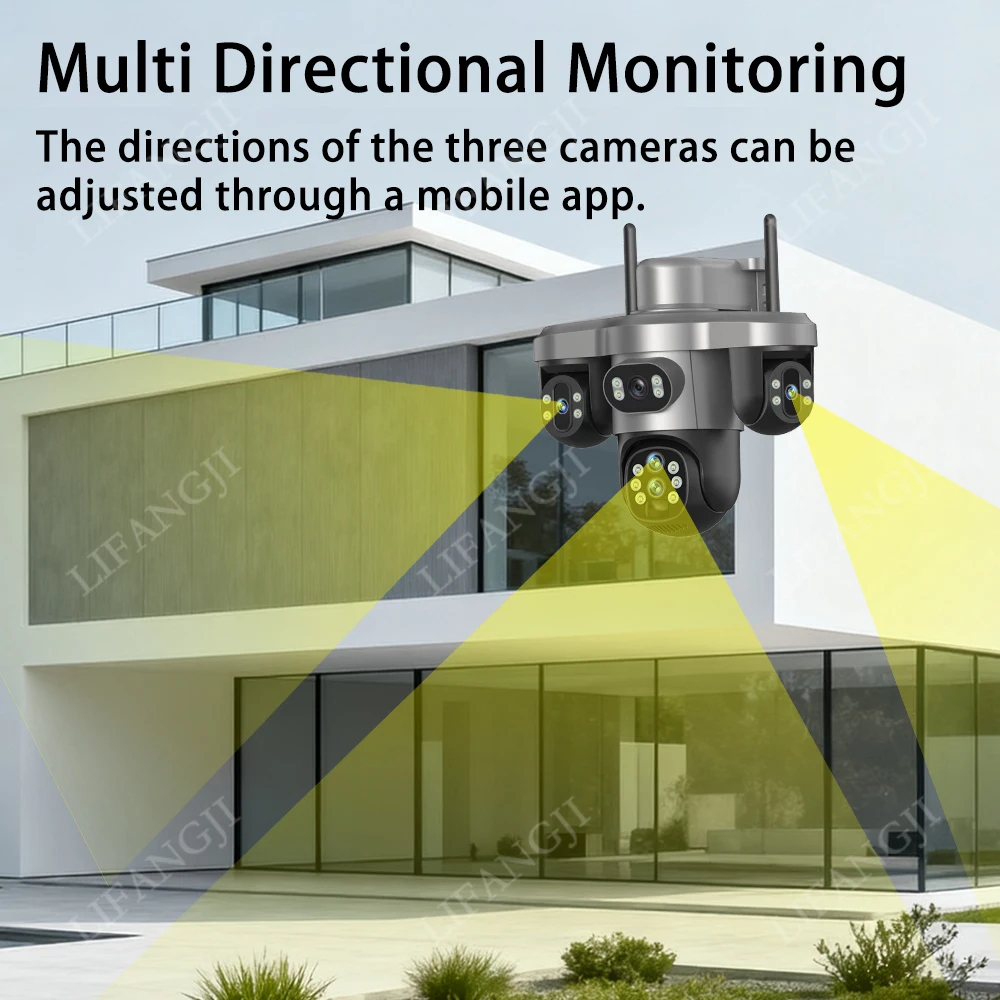 20MP 4G Sim Solar Camera WiFi 10X Optical Zoom 3-PTZ 4-Lens 3-Screens Outdoor Wireless Security Cameras Auto Tracking CCTV V380