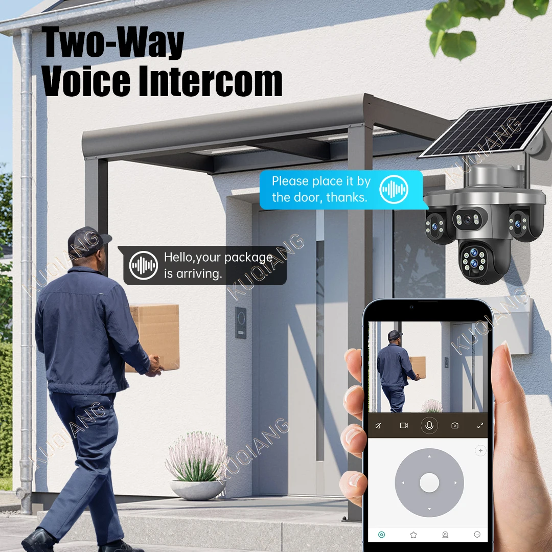 20MP 4G Sim Solar Camera WiFi 10X Optical Zoom 3-PTZ 4-Lens 3-Screens Outdoor Wireless Security Cameras Auto Tracking CCTV V380