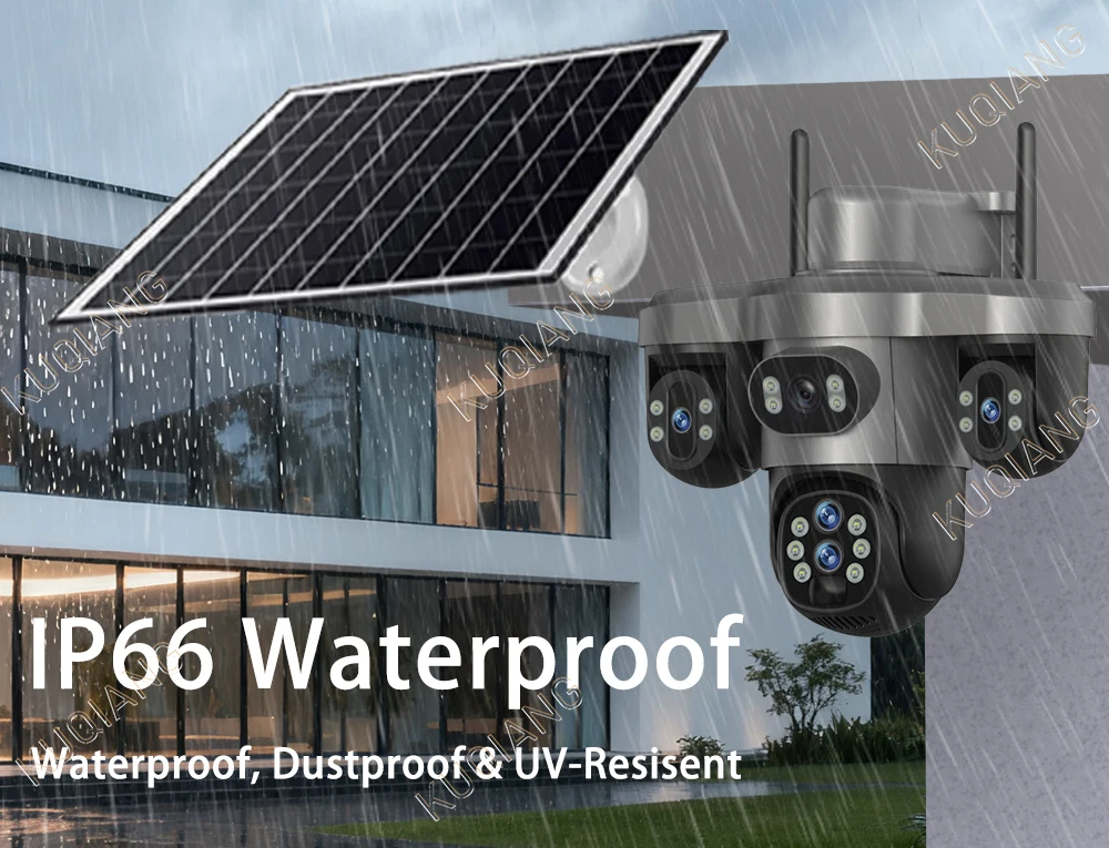 20MP 4G Sim Solar Camera WiFi 10X Optical Zoom 3-PTZ 4-Lens 3-Screens Outdoor Wireless Security Cameras Auto Tracking CCTV V380