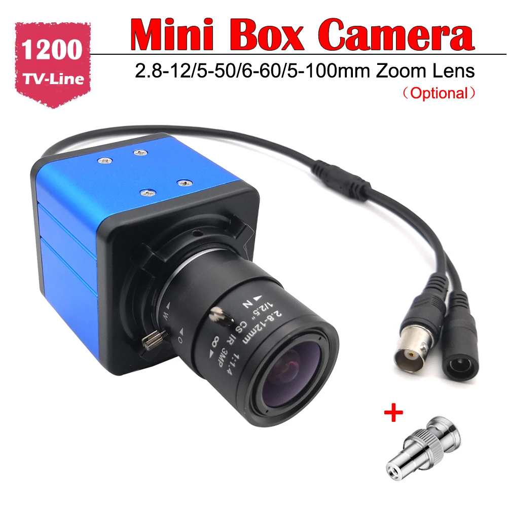 2.8-12mm 5-50mm Varifocal Manual Zoom 1200TVL CMOS Color Analog Camera Metal Body Mini Box Camera Indoor Video Surveillance