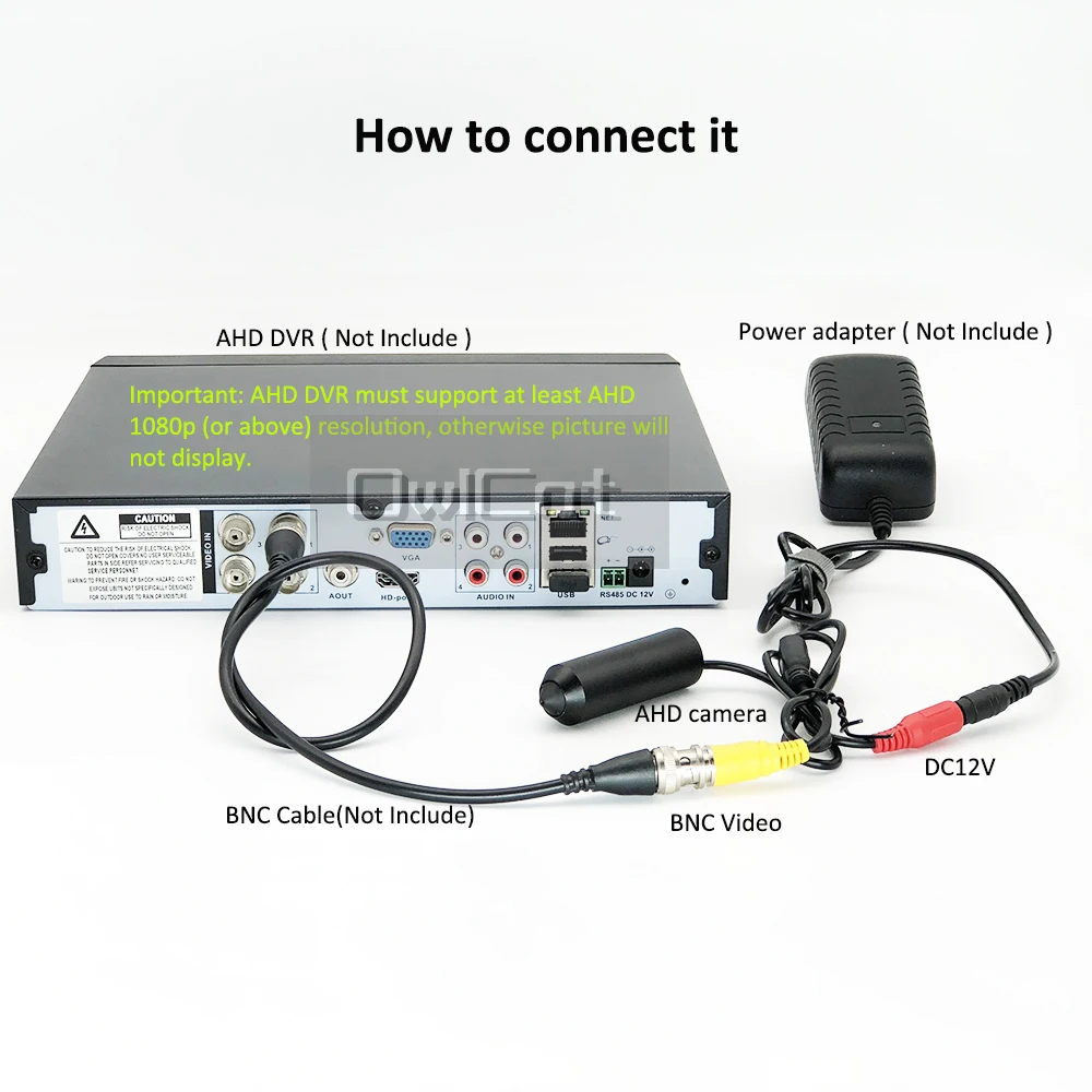 Home Mini Analog High Definition Video Surveillance Bullet Camera Coaxial BNC AHD Camera 1080P Black Small Lens 3.7mm Metal