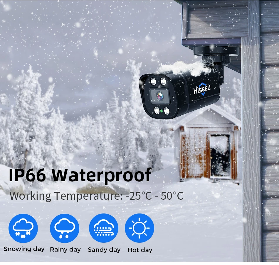 Hiseeu 5MP AHD Camera H.265 Full Color Outdoor Night Vision Video Motion Detection CCTV Security Surveillance Analog Cameras