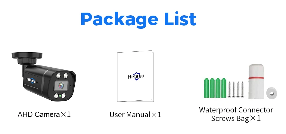 Hiseeu 5MP AHD Camera H.265 Full Color Outdoor Night Vision Video Motion Detection CCTV Security Surveillance Analog Cameras