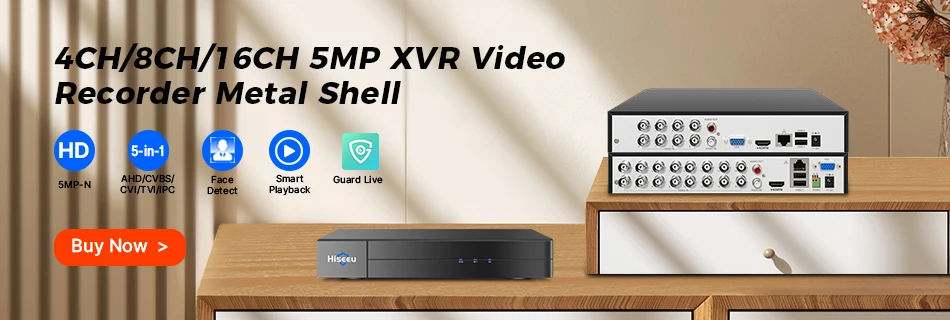 Hiseeu 5MP AHD Camera H.265 Full Color Outdoor Night Vision Video Motion Detection CCTV Security Surveillance Analog Cameras