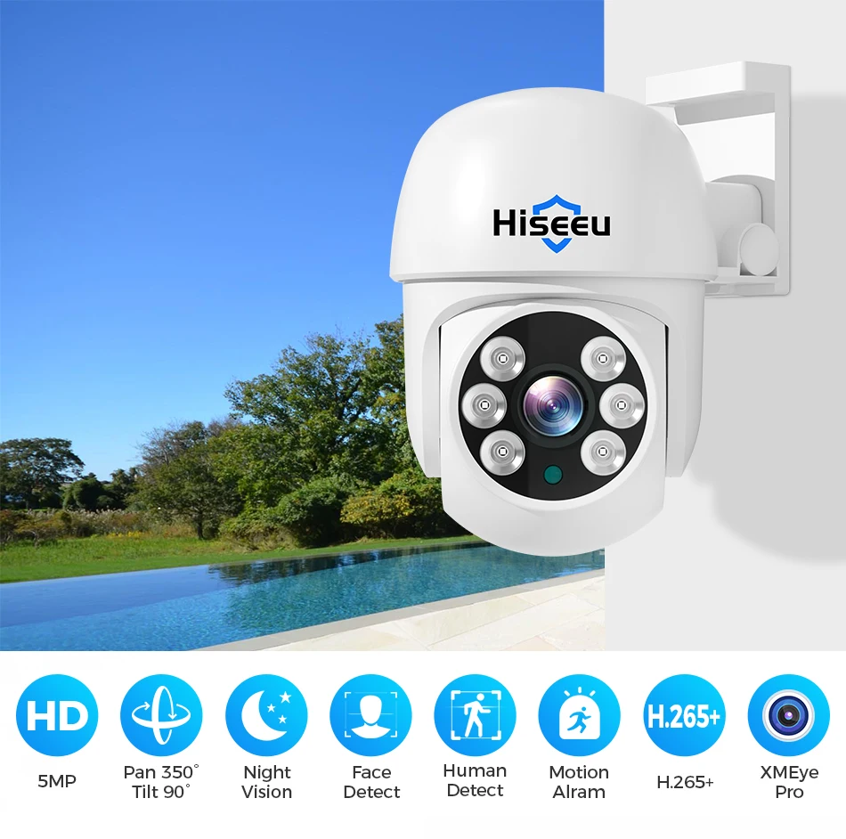 Hiseeu 5MP AHD Camera PTZ Dome Face Detection Waterproof Home Security Video Surveillance CCTV HD Analog Cameras XMEye Pro