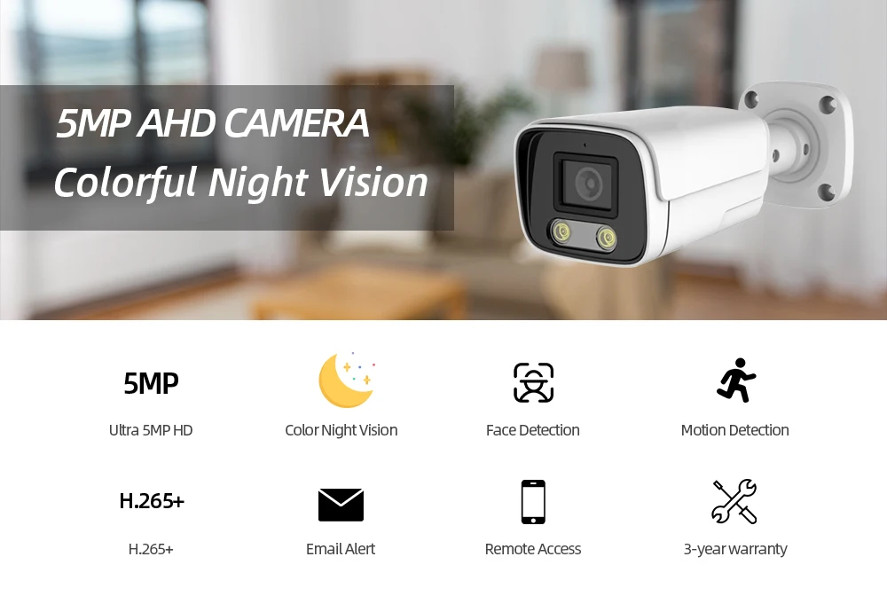 Face Fetection Security Camera BNC 5MP Outdoor CCTV AHD Bullet Camera Analog Fulll Color Night Vision  Video Surveillance Cam