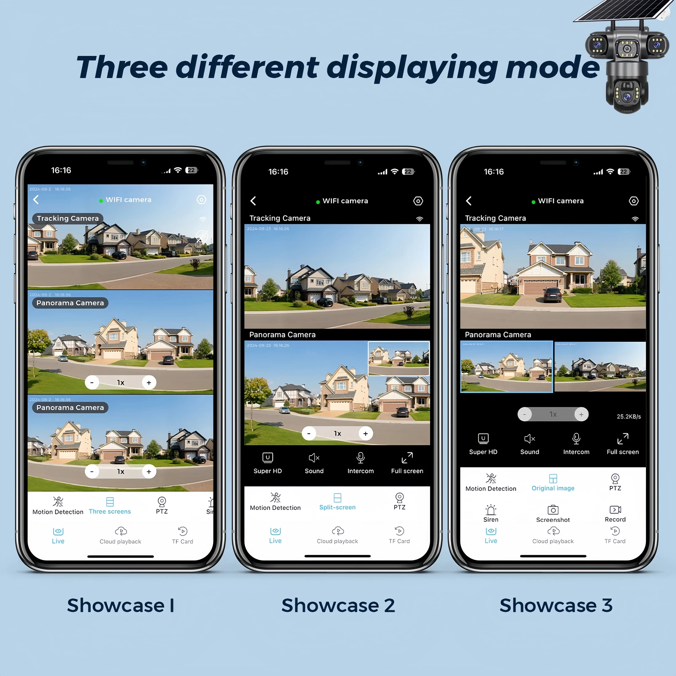 V380PRO 3 Lens WiFi Solar Camera 15MP 360 Outdoor Waterproof CCTV Night Vision Two-Way Audio Camera Mobile Tracking 4G IP Camera