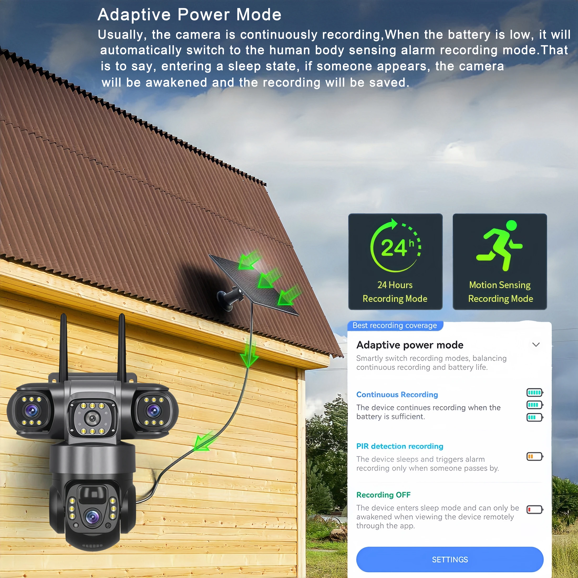 V380PRO 3 Lens WiFi Solar Camera 15MP 360 Outdoor Waterproof CCTV Night Vision Two-Way Audio Camera Mobile Tracking 4G IP Camera