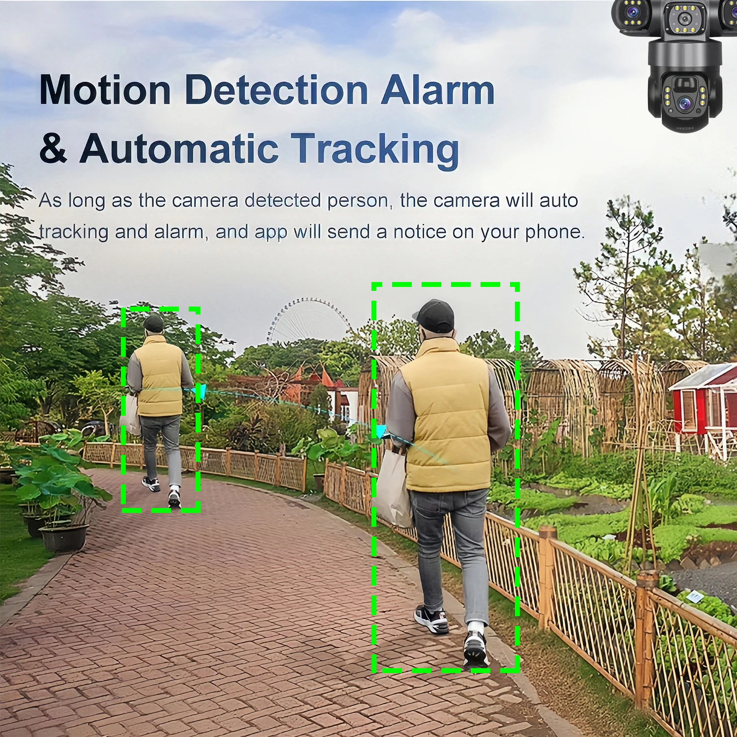 V380PRO 3 Lens WiFi Solar Camera 15MP 360 Outdoor Waterproof CCTV Night Vision Two-Way Audio Camera Mobile Tracking 4G IP Camera