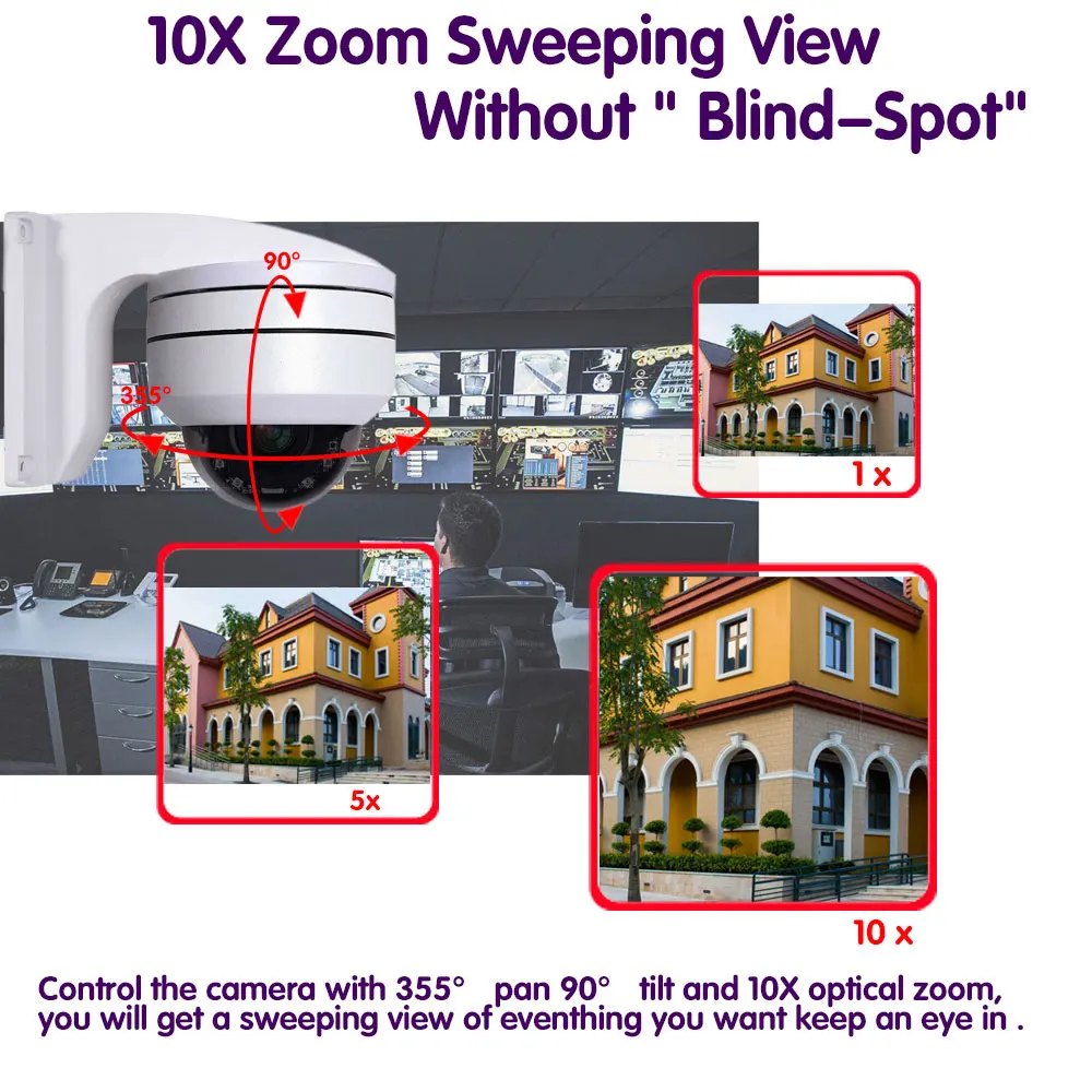 10X Zoom PTZ Camera AHD 5MP Outdoor CCTV Analog Security Camera BNC H.265 Night Vision High Speed Dome Video Surveillance Cam