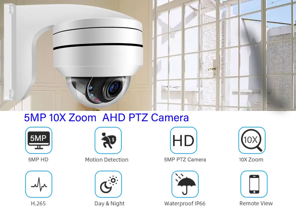XMEYE 5MP CCTV AHD PTZ Dome Security Camera 10X Zoom Outdoor Waterproof Face Detection Analog Surveillance Camera Night Vision