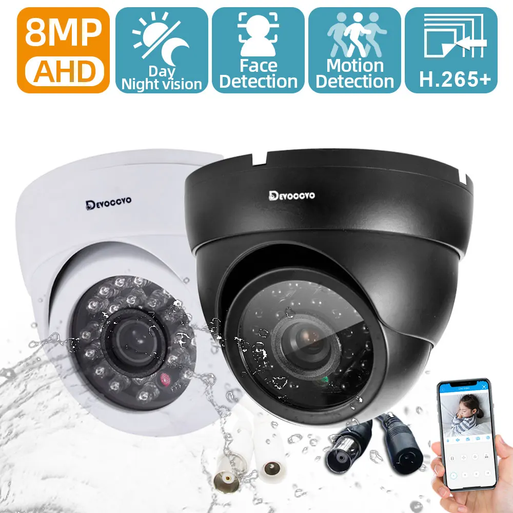 Outdoor Analog CCTV Video Surveillance Cameras Outside Waterproof HD 4K AHD Home Camera with Motion Sensor Night Vision Cam 8MP