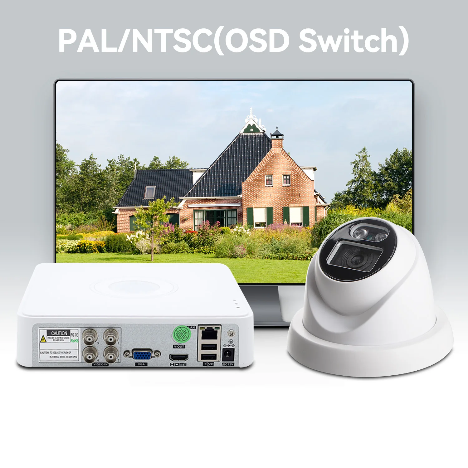 PEGATAH Outdoor Dome Security Camera 5MP AHD/TVI/CVI/CVBS 4-in-1 HD Analog Camera 10-15m IR & Weatherproof With DIP switch