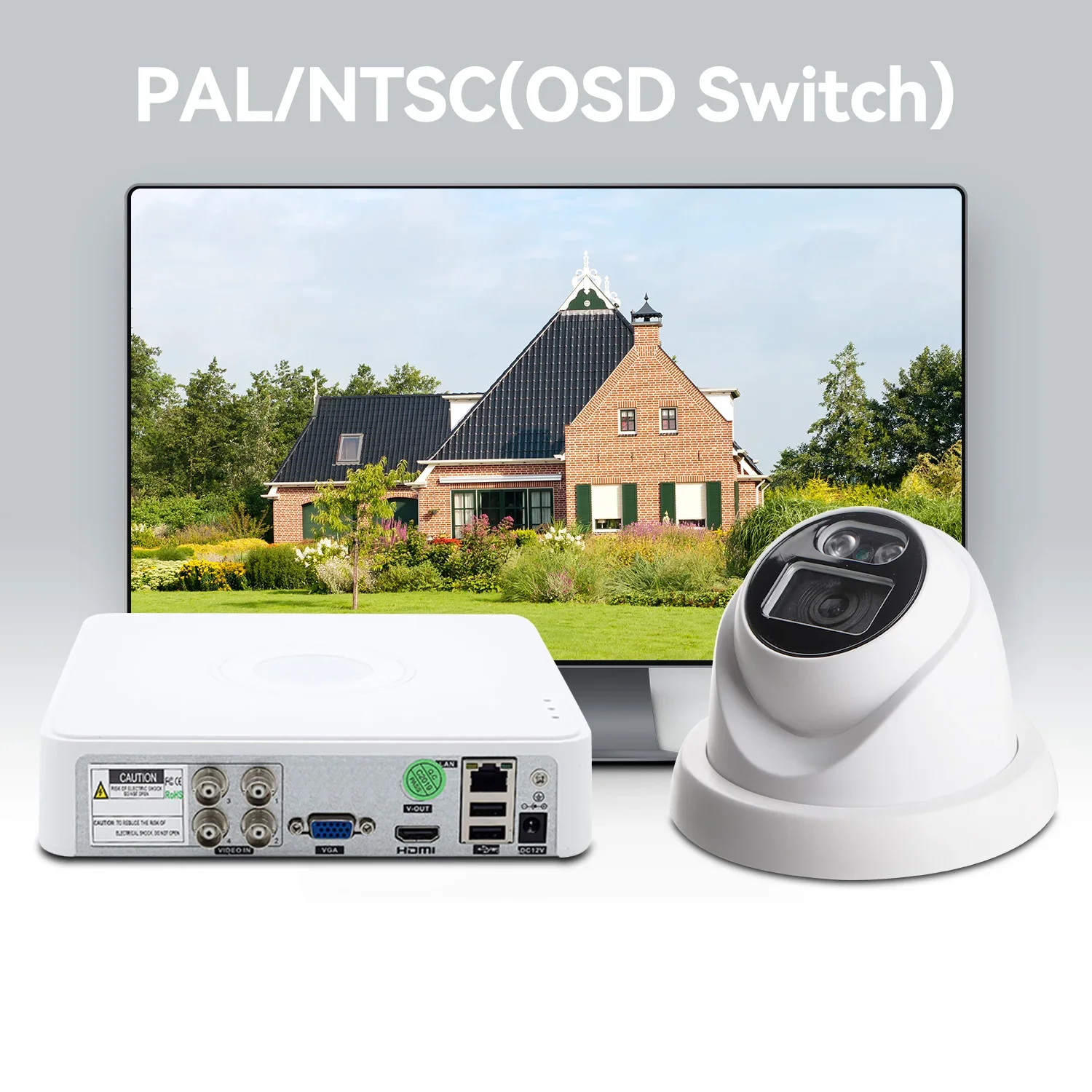 PEGATAH Outdoor Dome Security Camera 5MP AHD/TVI/CVI/CVBS 4-in-1 HD Analog Camera 10-15m IR & Weatherproof With DIP switch