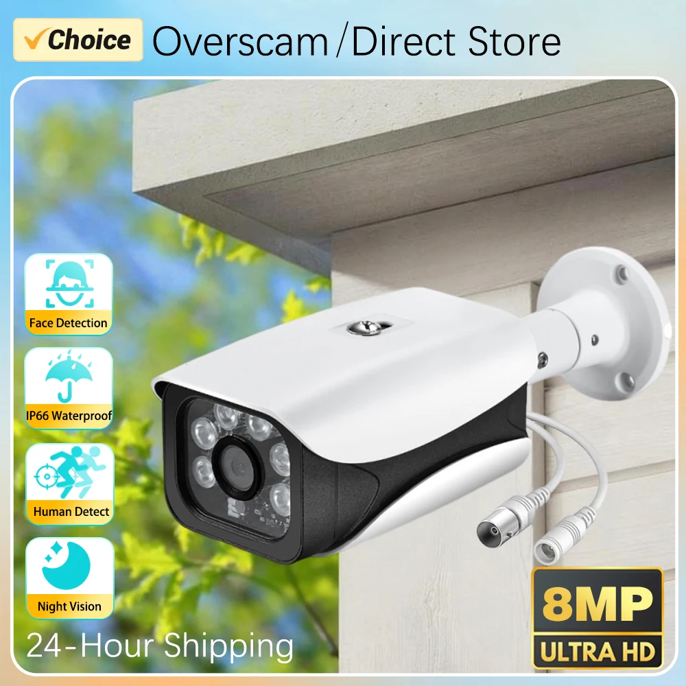 XMEYE Face Detection 4K CCTV Analog Security Camera BNC Outdoor Waterproof H.265 8MP 5MP AHD Bullet Surveillance Camera for DVR