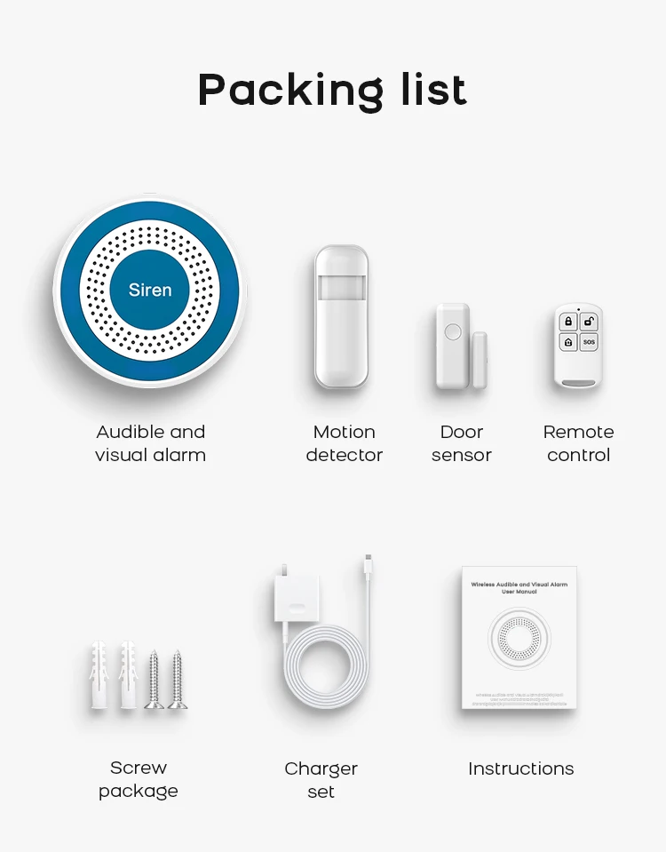 TUYA WIFI Wireless DIY Smart Home Security System Door Alarm System Door Window Sensor Work with Alexa