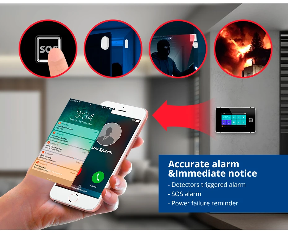 KERUI Home Alarm System WiFi+4G GSM Burglar Alarm System with Phone App Alarm 120dB Alarm Siren Compatible for Home Office G64B