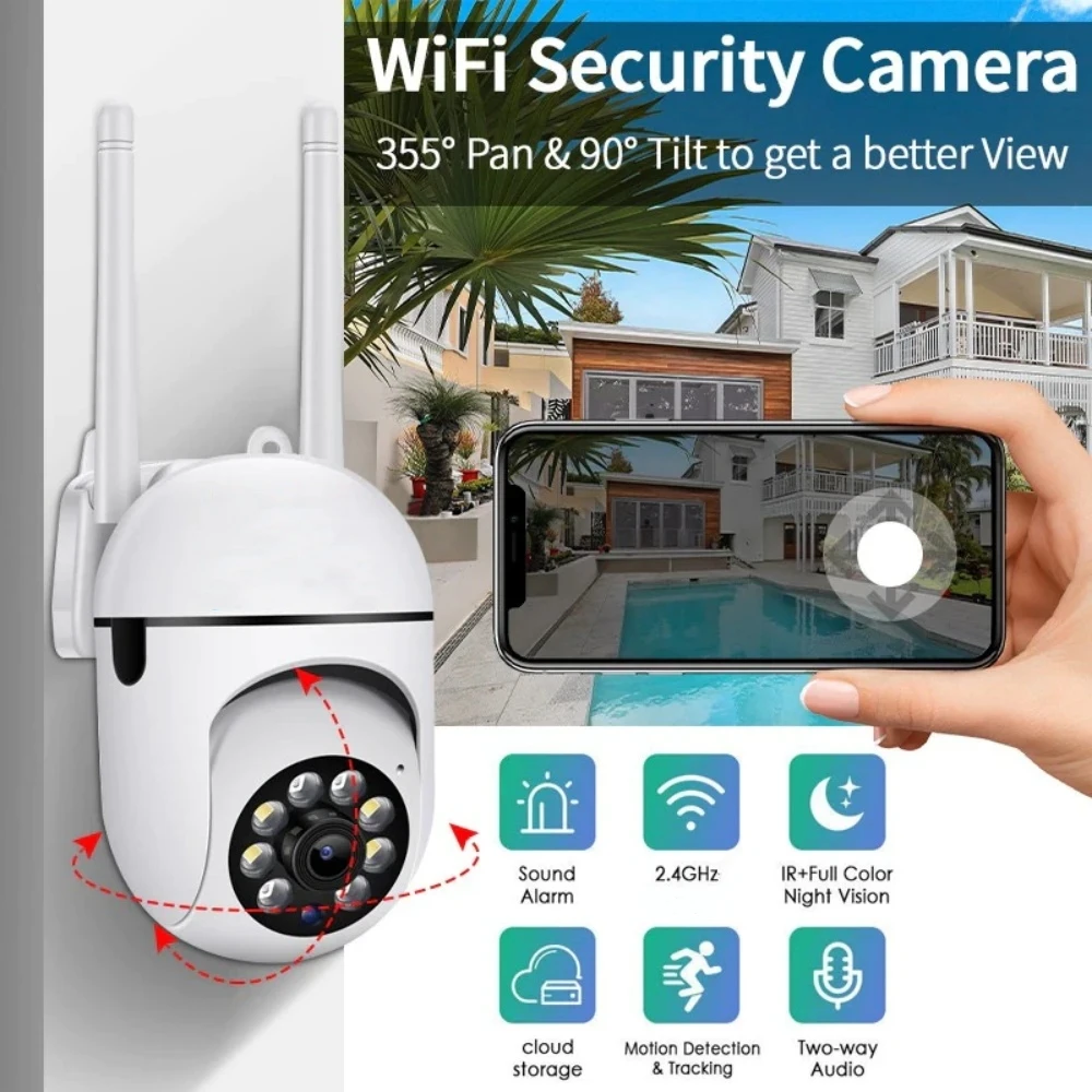 4K 8MP Wifi Surveillance Camera Wireless Security PTZ IP Camera Color Night Vision Motion Detection Auto Track Security Monitor
