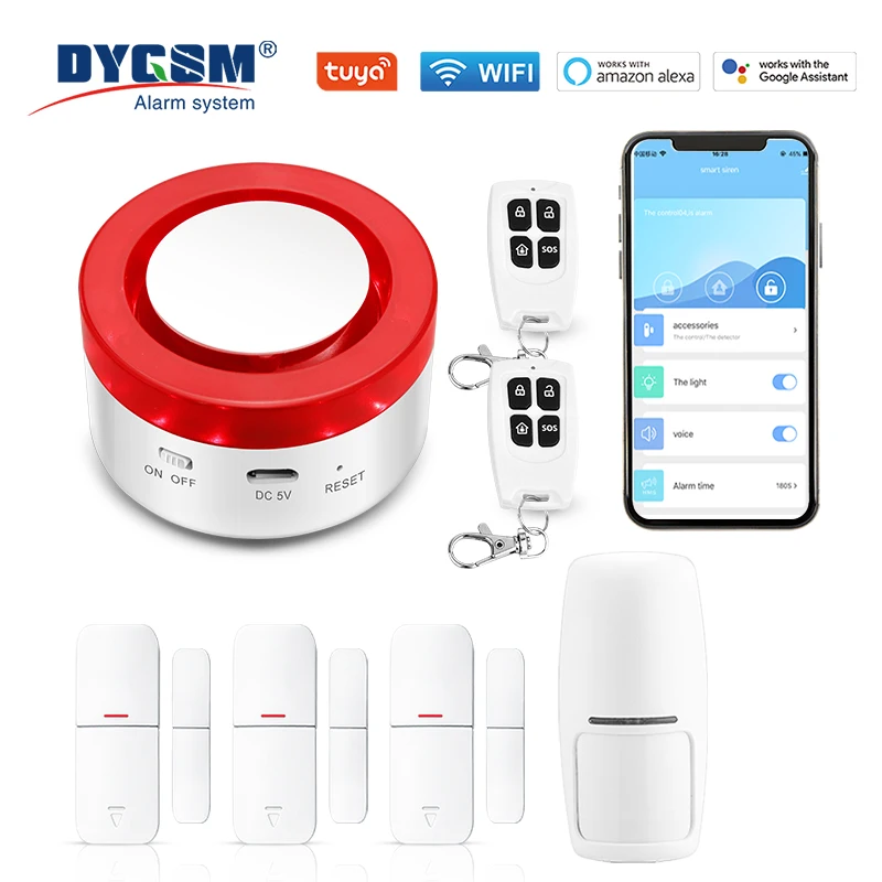Tuya Smart WIFI Wireless Security Alarm System Alarm Kit Home Burglar Motion Door Sensor Compatible Google Home Alexa