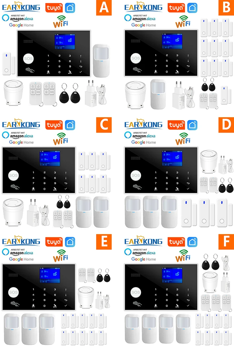 Wifi GSM Alarm System Home Wireless Security Burglar Alarm Kit Door Open Motion Sensor Smart Life Tuya App Control Suit Alexa