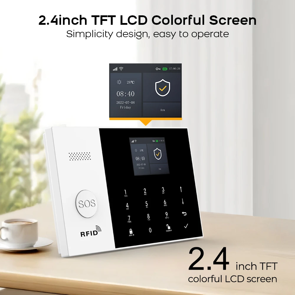 WIFI GSM Alarm System Tuya Smart Life APP Home Smart Security Protection Wireless Security Alarm House System with ALexa