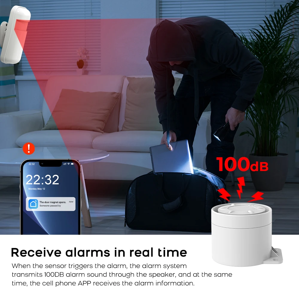 WIFI GSM Alarm System Tuya Smart Life APP Home Smart Security Protection Wireless Security Alarm House System with ALexa