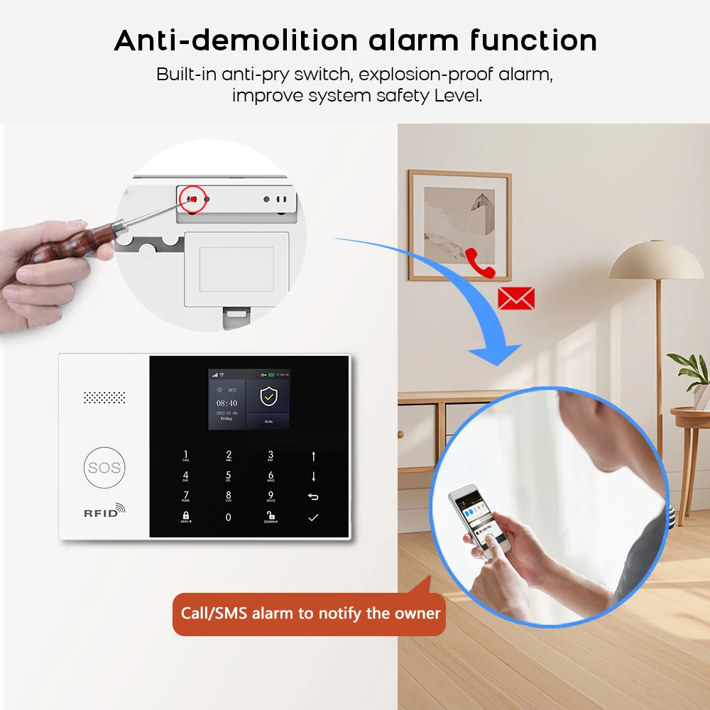 WIFI GSM Alarm System Tuya Smart Life APP Home Smart Security Protection Wireless Security Alarm House System with ALexa